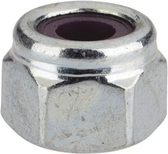 Value Collection - 1/4-20 UNC Grade 2 Heavy Hex Lock Nut with Nylon Insert - 1/2" Width Across Flats, 3/8" High, Zinc-Plated Finish - Apex Tool & Supply
