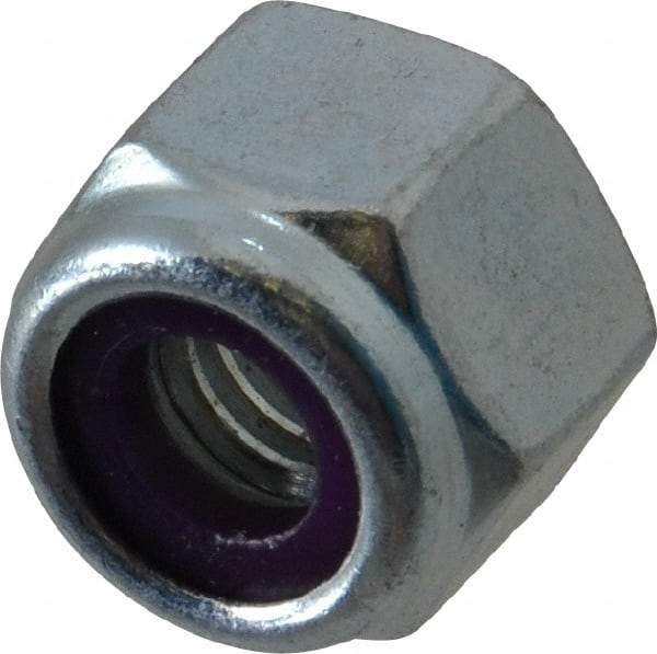 Value Collection - 3/8-16 UNC Grade 2 Heavy Hex Lock Nut with Nylon Insert - 39/64" Width Across Flats, 35/64" High, Zinc-Plated Finish - Apex Tool & Supply