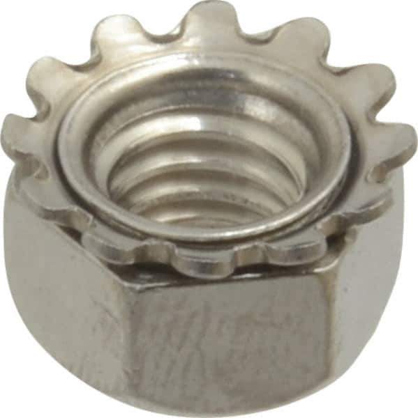 Value Collection - 5/16-18, 0.328" High, Uncoated, Stainless Steel Hex Nut with External Tooth Washer - 37/64" Washer Diam, 1/2" Width Across Flats, Grade 18-8 - Apex Tool & Supply