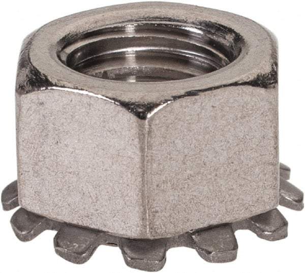Value Collection - 3/8-16, 0.391" High, Uncoated, Stainless Steel Hex Nut with External Tooth Washer - 21/32" Washer Diam, 9/16" Width Across Flats, Grade 18-8 - Apex Tool & Supply