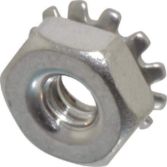 Value Collection - #6-32, 0.14" High, Uncoated, Stainless Steel Hex Nut with External Tooth Washer - 11/32" Washer Diam, 5/16" Width Across Flats, Grade 18-8 - Apex Tool & Supply