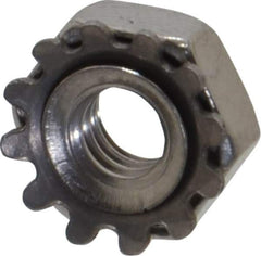 Value Collection - #8-32, 5/32" High, Uncoated, Stainless Steel Hex Nut with External Tooth Washer - 3/8" Washer Diam, 11/32" Width Across Flats, Grade 18-8 - Apex Tool & Supply