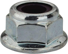 Value Collection - 5/16-18 UNC Grade 2 Hex Flange Lock Nut with Nylon Insert - 1/2" Width Across Flats, 3/8" High, Zinc-Plated Finish - Apex Tool & Supply