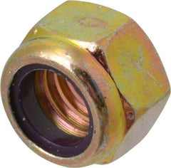 Value Collection - 7/16-14 UNC Grade 8 Hex Lock Nut with Nylon Insert - 5/8" Width Across Flats, 29/64" High, Zinc Yellow Dichromate Finish - Apex Tool & Supply