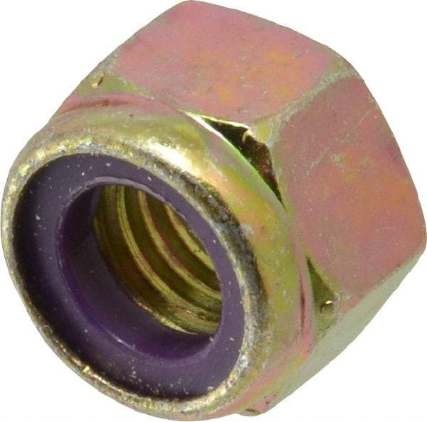 Value Collection - 9/16-12 UNC Grade 8 Hex Lock Nut with Nylon Insert - 7/8" Width Across Flats, 41/64" High, Zinc Yellow Dichromate Finish - Apex Tool & Supply