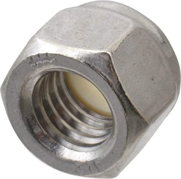 Value Collection - 1/2-13 UNC 316 Hex Lock Nut with Nylon Insert - 3/4" Width Across Flats, 19/32" High, Uncoated - Apex Tool & Supply