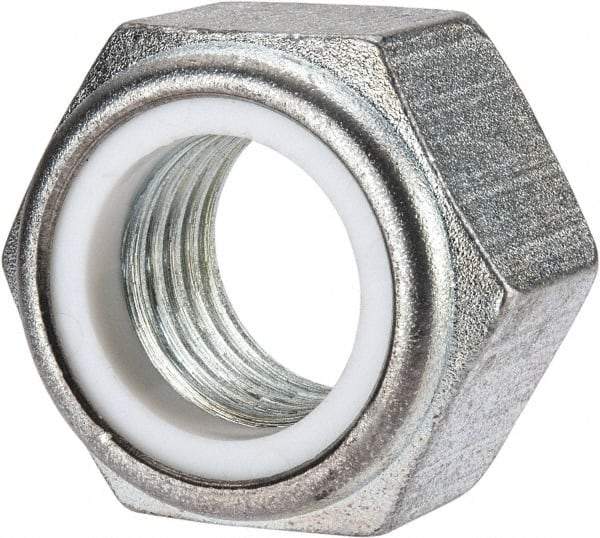 Value Collection - M30x3.50 Metric Coarse Grade 10 Hex Lock Nut with Nylon Insert - 30mm High, Zinc-Plated Finish - Apex Tool & Supply