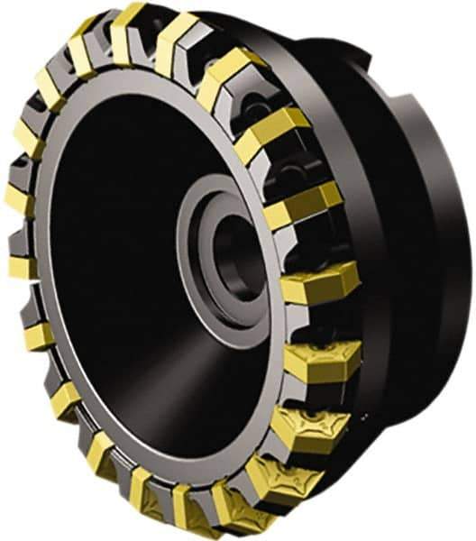 Sandvik Coromant - 100mm Cut Diam, 32mm Arbor Hole, 6mm Max Depth of Cut, 60° Indexable Chamfer & Angle Face Mill - 16 Inserts, HNEF 090508 Insert, Right Hand Cut, Through Coolant, Series CoroMill S-60 - Apex Tool & Supply