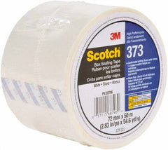3M - 72mm x 50m White Sealing Tape - 2.5 mil Thick, 30 Lb Tensile Strength, Series 373 - Apex Tool & Supply