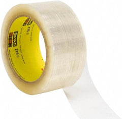 3M - 72mm x 914m Clear Rubber Adhesive Sealing Tape - Polypropylene Film Backing, 3.1 mil Thick, 35 Lb Tensile Strength, Series 375 - Apex Tool & Supply