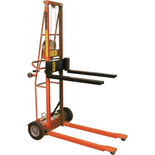 Wesco Industrial Products - 750 Lb Capacity, 62" Lift Height, Adjustable Forks Option for Triple Truck Manually Operated Lift - Apex Tool & Supply