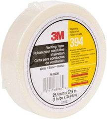 3M - 36 Yds. x 1", White Nonwoven Fabric Film Tape - 394 Series, 4 mil Thick, 6 Lb./Inch Tensile Strength - Apex Tool & Supply