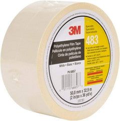3M - 36 Yds. x 2", White Polyethylene Film Tape - 483 Series, 5 mil Thick, 10 Lb./Inch Tensile Strength - Apex Tool & Supply
