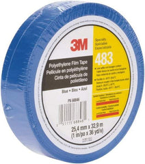 3M - 36 Yds. x 1", Blue Polyethylene Film Tape - 483 Series, 5 mil Thick, 10 Lb./Inch Tensile Strength - Apex Tool & Supply