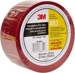 3M - 36 Yds. x 2", Red Polyethylene Film Tape - 483 Series, 5 mil Thick, 10 Lb./Inch Tensile Strength - Apex Tool & Supply