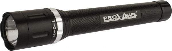 PRO-SAFE - White LED Bulb, 220 Lumens, Industrial/Tactical Flashlight - Matte Charcoal Black Aluminum Body, 4 D Alkaline Batteries Not Included - Apex Tool & Supply