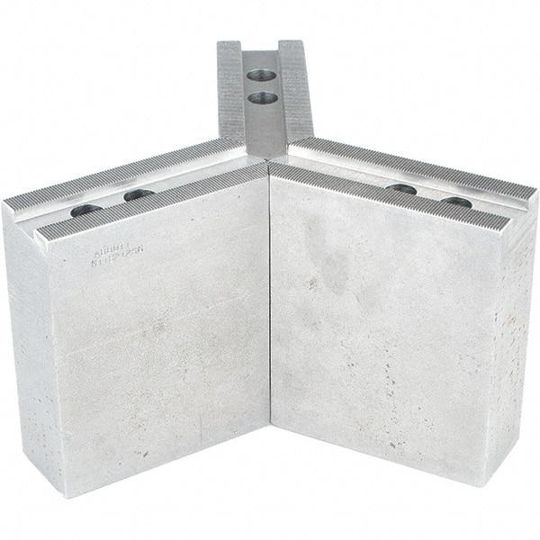 Abbott Workholding Products - 12" & Up Chuck Capacity, 1.5mm x 60° Serrated Attachment, Square Soft Lathe Chuck Jaw - 3 Jaws, Steel, 1.1811" Btw Mount Hole Ctrs, 5-1/2" Long x 2" Wide x 6" High, 0.8268" Groove, 0.6299" & 16mm Fastener - Apex Tool & Supply