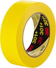 3M - 36mm Wide x 60 Yd Long Yellow Paper Masking Tape - Series 301+, 6.3 mil Thick, 22 In/Lb Tensile Strength - Apex Tool & Supply