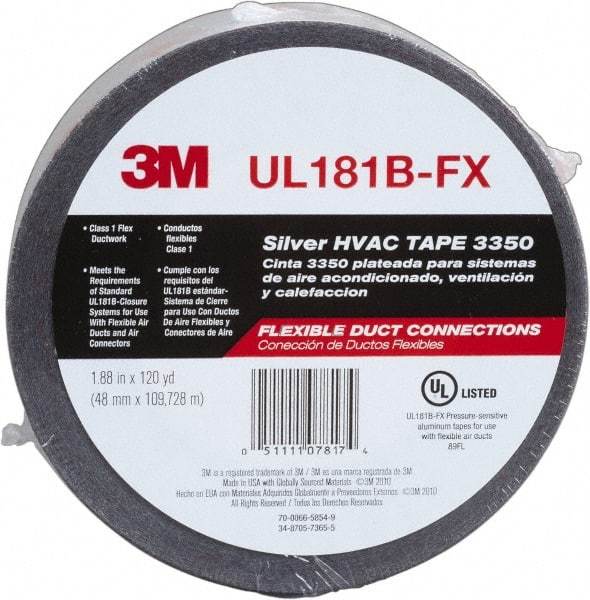 3M - 48mm x 120 Yds Silver Foil Tape - 3.1 mil, Acrylic Adhesive, Series 3350 - Apex Tool & Supply