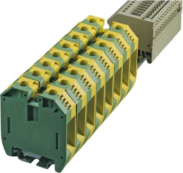 Cooper Bussmann - 1,000 Volt (IEC), 600 Volt (UL), 125 Amp, DIN Rail Mount, Grounding Terminal Block - Zinc Plated Steel, 12 to 2 AWG Compatibility, 2.4 Inch High x 56mm Deep - Apex Tool & Supply