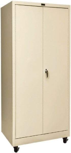 Hallowell - 4 Shelf Mobile Storage Cabinet - Steel, 36" Wide x 24" Deep x 78" High, Tan - Apex Tool & Supply