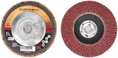 3M - 40 Grit, 4-1/2" Disc Diam, 5/8-11 Center Hole, Type 27 Ceramic Flap Disc - 13,300 Max RPM, Cloth Backing, Arbor Attaching System, Coated - Apex Tool & Supply
