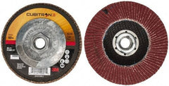 3M - 60 Grit, 4-1/2" Disc Diam, 5/8-11 Center Hole, Type 27 Ceramic Flap Disc - 13,300 Max RPM, Cloth Backing, Arbor Attaching System, Coated - Apex Tool & Supply