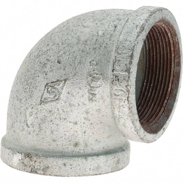Value Collection - Class 150, 2" Galvanized Pipe 90° Elbow - Threaded, Malleable Iron - Apex Tool & Supply
