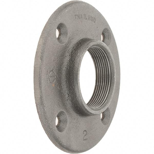 Value Collection - 2" Pipe, 5-1/2" OD, 1" Hub Length, Black Floor Pipe Flange - 4-1/4" Across Bolt Hole Centers, 5/16" Bolt Hole, 150 psi, Class 150 - Apex Tool & Supply