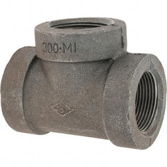 Value Collection - Size 1-1/4", Class 300, Malleable Iron Black Pipe Tee - 300 psi, Threaded End Connection - Apex Tool & Supply