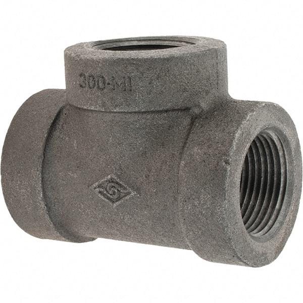 Value Collection - Size 1", Class 300, Malleable Iron Black Pipe Tee - 300 psi, Threaded End Connection - Apex Tool & Supply