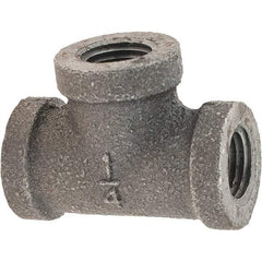 Value Collection - Size 1/4", Class 300, Malleable Iron Black Pipe Tee - 300 psi, Threaded End Connection - Apex Tool & Supply
