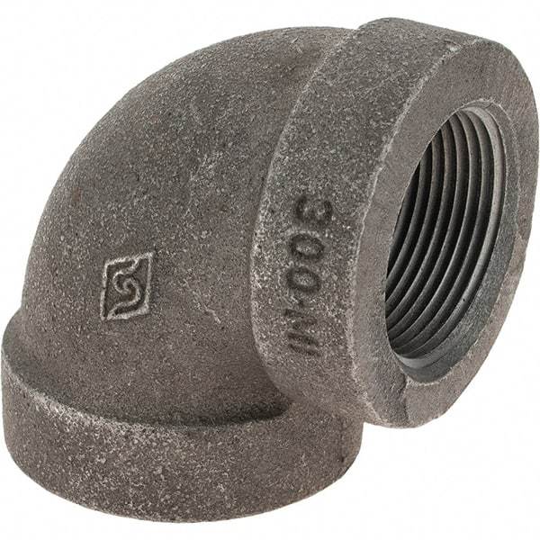 Value Collection - Size 1-1/4", Class 300, Malleable Iron Black Pipe 90° Elbow - 300 psi, Threaded End Connection - Apex Tool & Supply