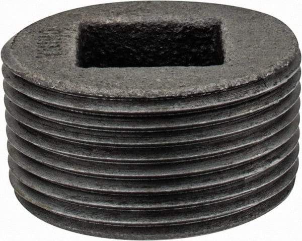 Value Collection - Class 150, 1-1/4" Black Pipe Countersunk Plug - Threaded, Malleable Iron - Apex Tool & Supply