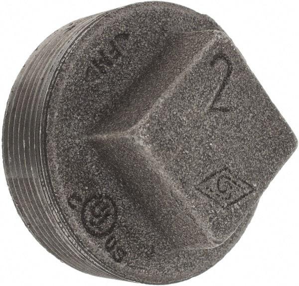 Value Collection - Size 2", Class 150, Malleable Iron Black Pipe Square Plug - 150 psi, Threaded End Connection - Apex Tool & Supply