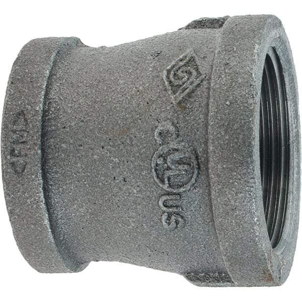 Value Collection - Size 1-1/2 x 1-1/4", Class 150, Malleable Iron Black Pipe Reducing Coupling - 150 psi, Threaded End Connection - Apex Tool & Supply