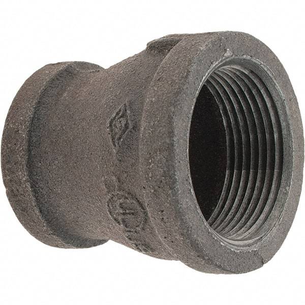 Value Collection - Size 1-1/4 x 1", Class 150, Malleable Iron Black Pipe Reducing Coupling - 150 psi, Threaded End Connection - Apex Tool & Supply