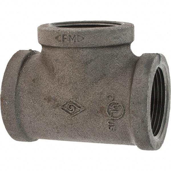 Value Collection - Size 1-1/4", Class 150, Malleable Iron Black Pipe Tee - 150 psi, Threaded End Connection - Apex Tool & Supply