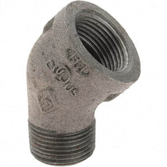 Value Collection - Size 3/4", Class 150, Malleable Iron Black Pipe 45° Street Elbow - 150 psi, Threaded End Connection - Apex Tool & Supply