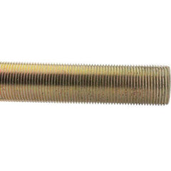 Value Collection - 1-1/4-12 UNF (Fine), 3' Long, Low Carbon Steel Threaded Rod - Yellow Zinc-Plated Finish - Apex Tool & Supply