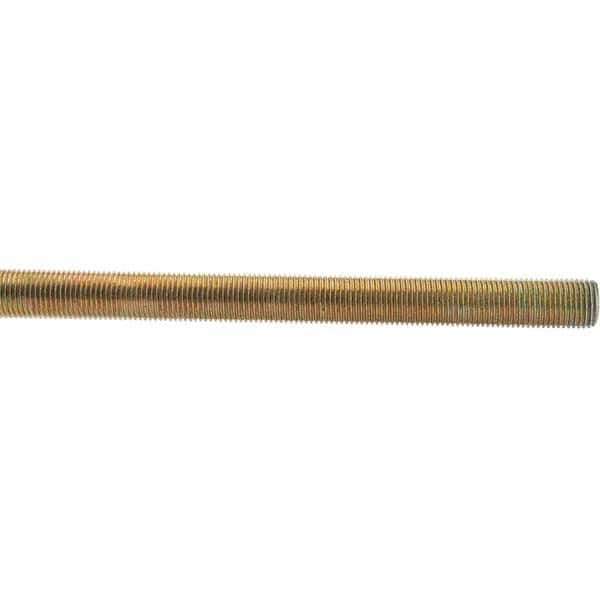 Value Collection - 1/2-20 UNF (Fine), 3' Long, Low Carbon Steel Threaded Rod - Yellow Zinc-Plated Finish - Apex Tool & Supply