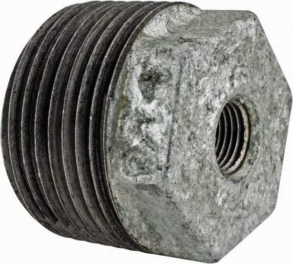 Value Collection - Class 150, 1 x 1/8" Galvanized Pipe Hex Bushing - Threaded, Malleable Iron - Apex Tool & Supply