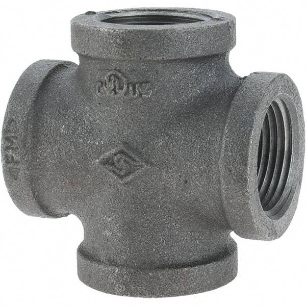 Value Collection - Size 1", Class 150, Malleable Iron Black Pipe Cross - 150 psi, Threaded End Connection - Apex Tool & Supply