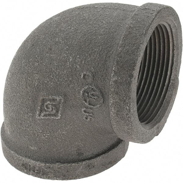 Value Collection - Size 1-1/2", Class 150, Malleable Iron Black Pipe 90° Elbow - 150 psi, Threaded End Connection - Apex Tool & Supply