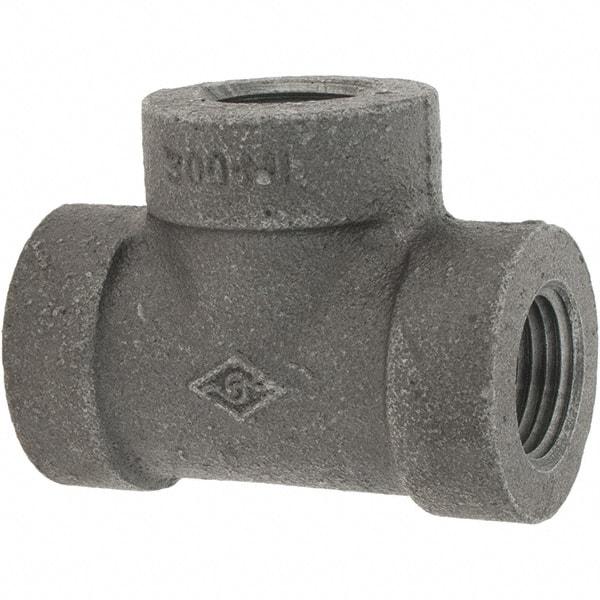 Value Collection - Size 1/2", Class 300, Malleable Iron Black Pipe Tee - 300 psi, Threaded End Connection - Apex Tool & Supply