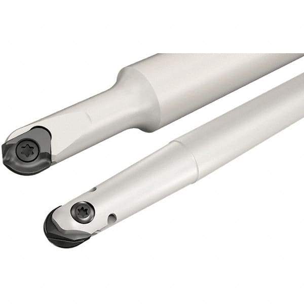 Iscar - 8mm Cut Diam, 5.5mm Max Depth of Cut, 12mm Shank Diam, 80mm OAL, Indexable Ball Nose End Mill - 25mm Head Length, Straight Shank, CM D08 Toolholder, CR-D8 Insert - Apex Tool & Supply