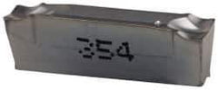 Iscar - DGN J IC354 Grade, 0.1575" Cutting Width, Carbide Cutoff Insert - 0° Neutral Lead Angle, 0.0118" Cnr Rad, TiCN Coated, Double End - Apex Tool & Supply