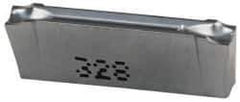 Iscar - DGR JS IC328 Grade, 0.122" Cutting Width, Carbide Cutoff Insert - 6° Right Hand Lead Angle, 0.0008" Cnr Rad, TiCN Coated, Double End - Apex Tool & Supply