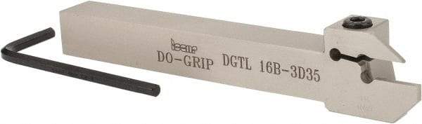 Iscar - 0.6299" Max Depth of Cut, 3mm Min Groove Width, 140mm OAL, Left Hand Indexable Grooving Cutoff Toolholder - 16mm Shank Height x 16mm Shank Width, DG. 1../DG. 3.. Insert Style, DGT Toolholder Style, Series Do Grip - Apex Tool & Supply