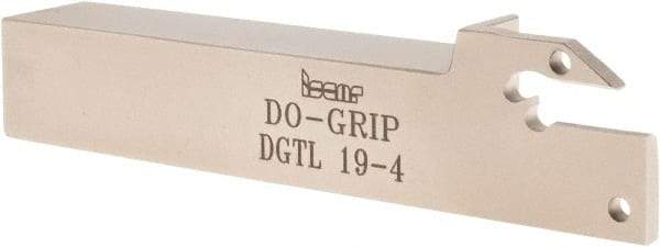 Iscar - External Thread, 1" Max Depth of Cut, 0.157" Min Groove Width, 4-1/2" OAL, Left Hand Indexable Grooving Cutoff Toolholder - 3/4" Shank Height x 3/4" Shank Width, DG.. Insert Style, DGT Toolholder Style, Series Do-Grip - Apex Tool & Supply